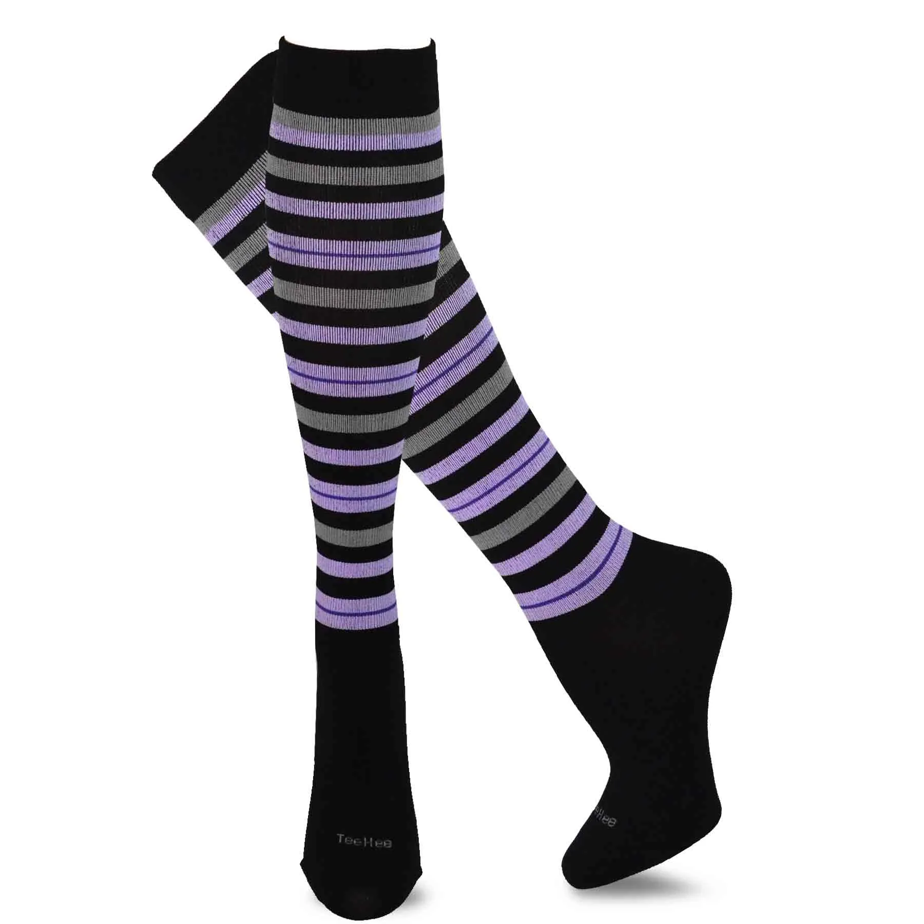 TeeHee Socks Unisex Compression Microfiber Knee High Pattern Large 3-Pack (12023)