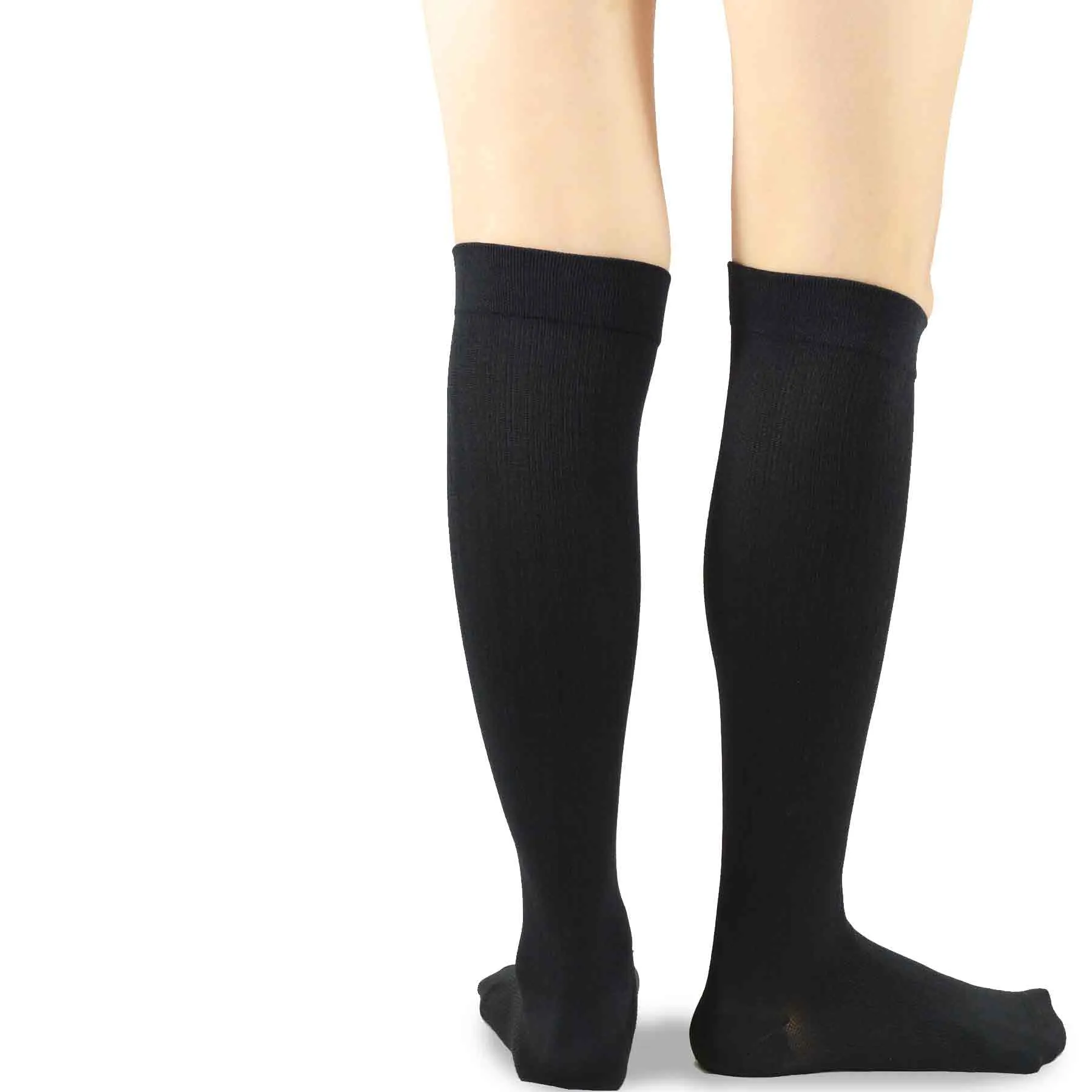 TeeHee Socks Women's Compression Bamboo Knee High Black 3-Pack (50601)