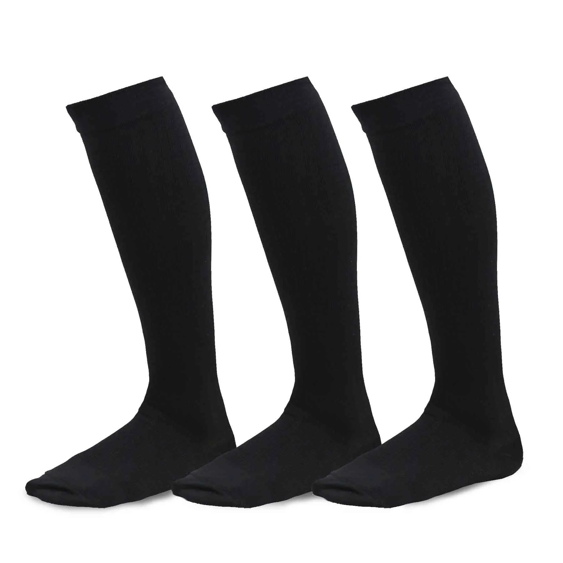 TeeHee Socks Women's Compression Bamboo Knee High Black 3-Pack (50601)