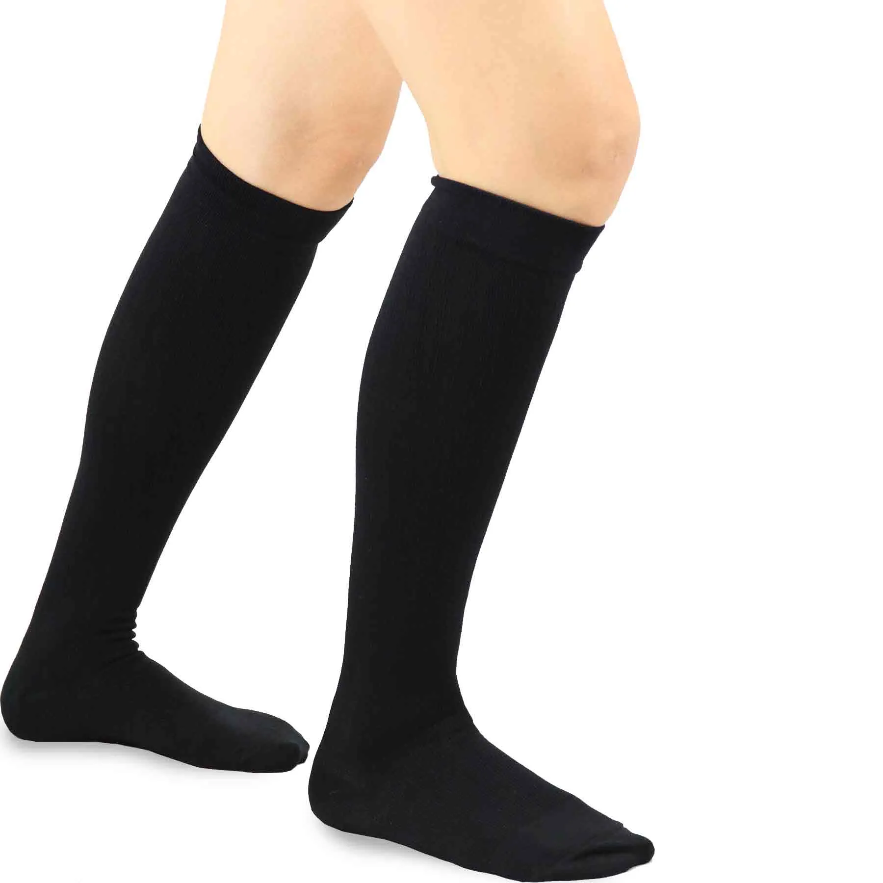 TeeHee Socks Women's Compression Bamboo Knee High Black 3-Pack (50601)