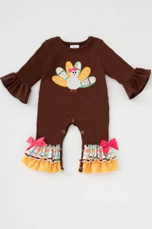 Thanksgiving Turkey Ruffle Baby Romper