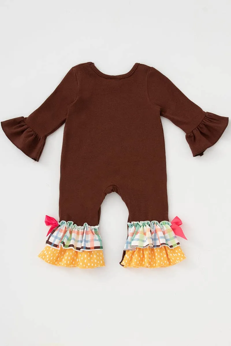 Thanksgiving Turkey Ruffle Baby Romper