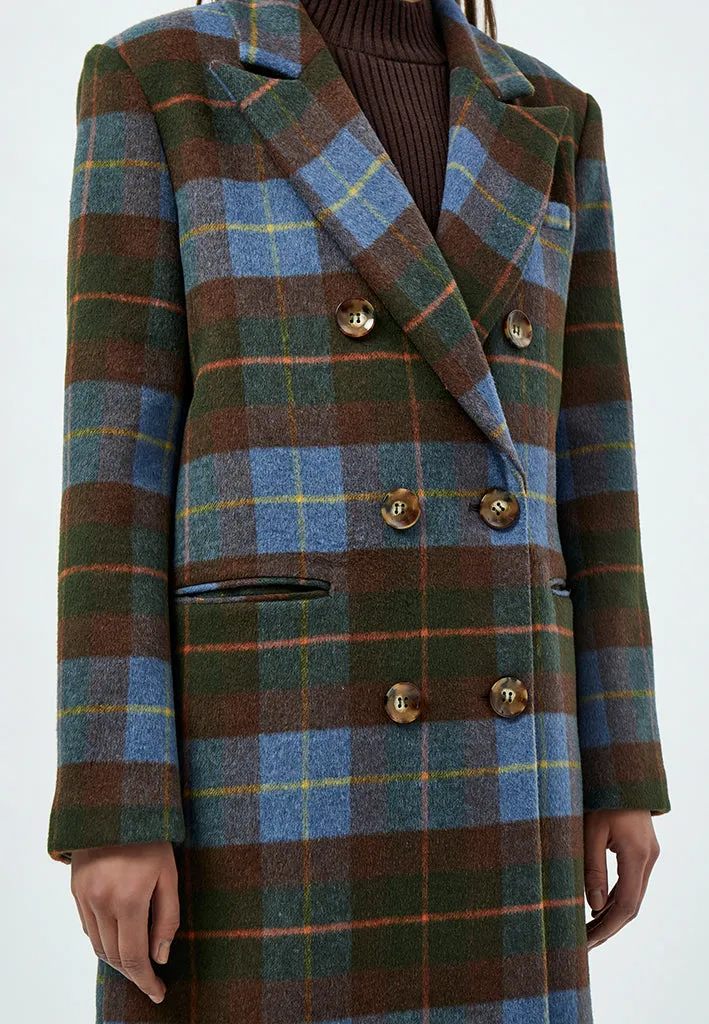 Tilja Wool Coat - Ocean Green Checked