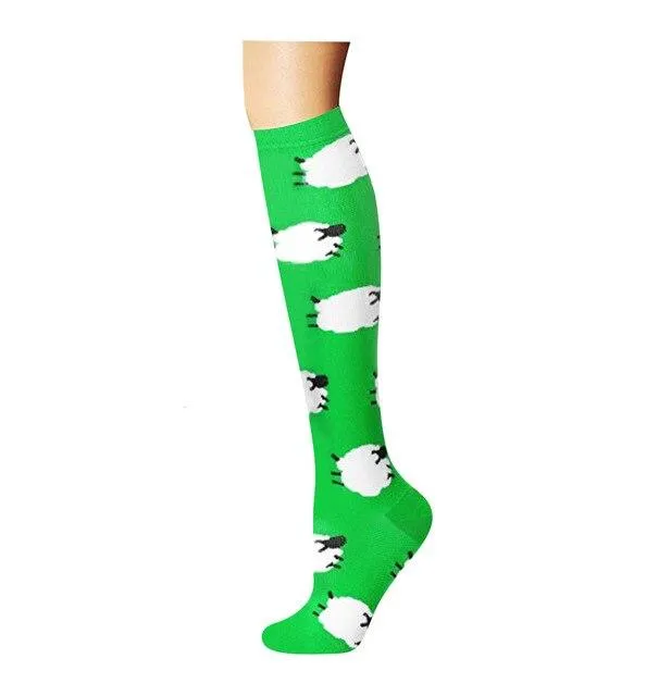 Unisex Multi Colour Happy Compression Stockings