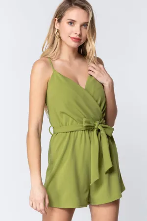 V-neck Cami Belted Romper