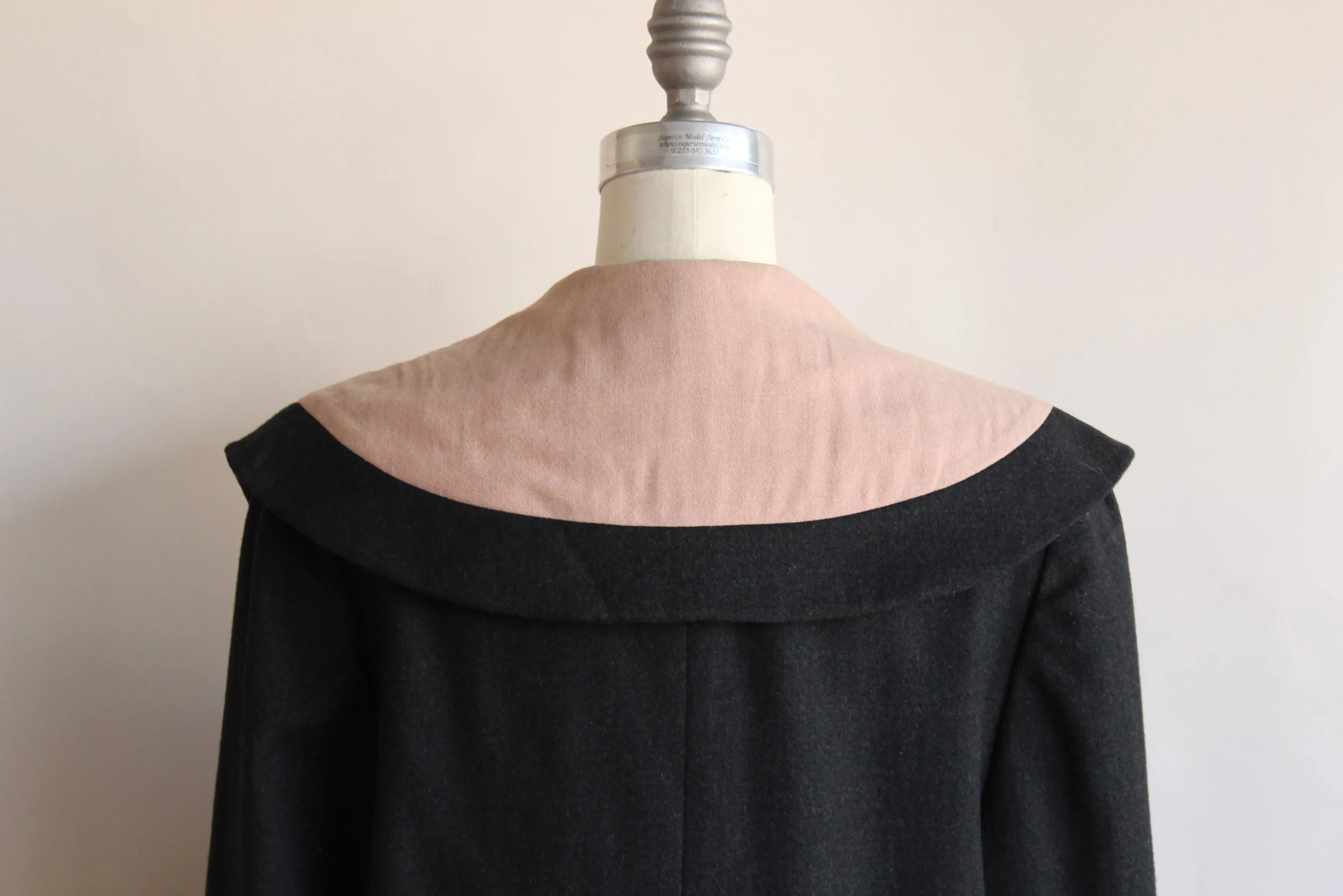 VIntage 1950s Darkest Gray Wool Jacket With Pink Lining By Buddy Bates