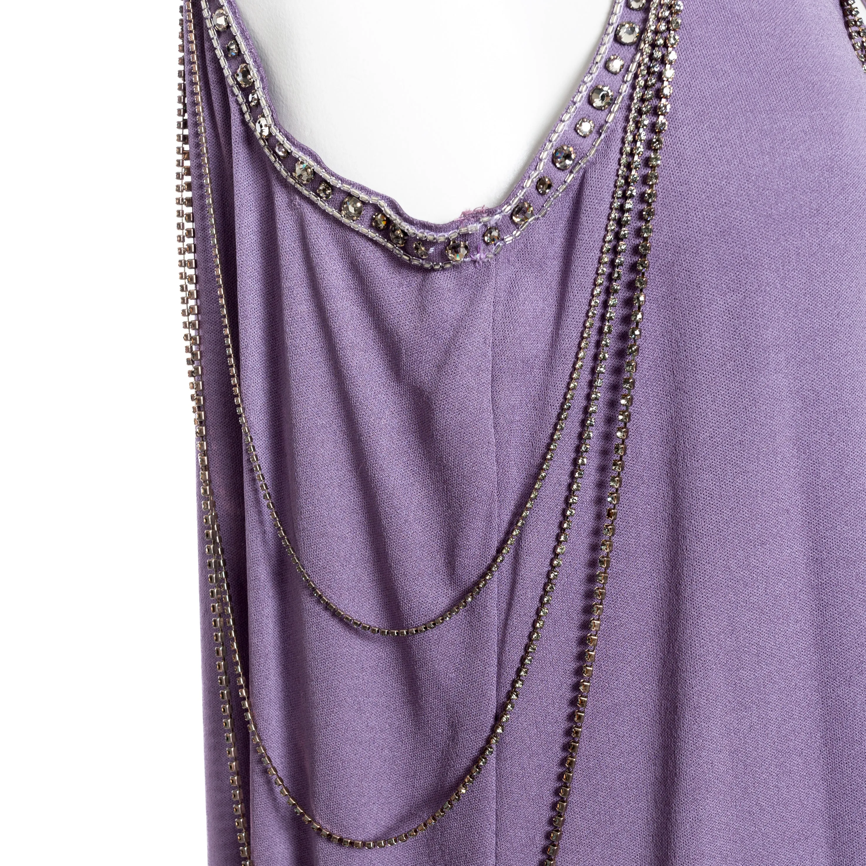 Vintage Femme Purple Asymmetrical Crystal Chain Tank