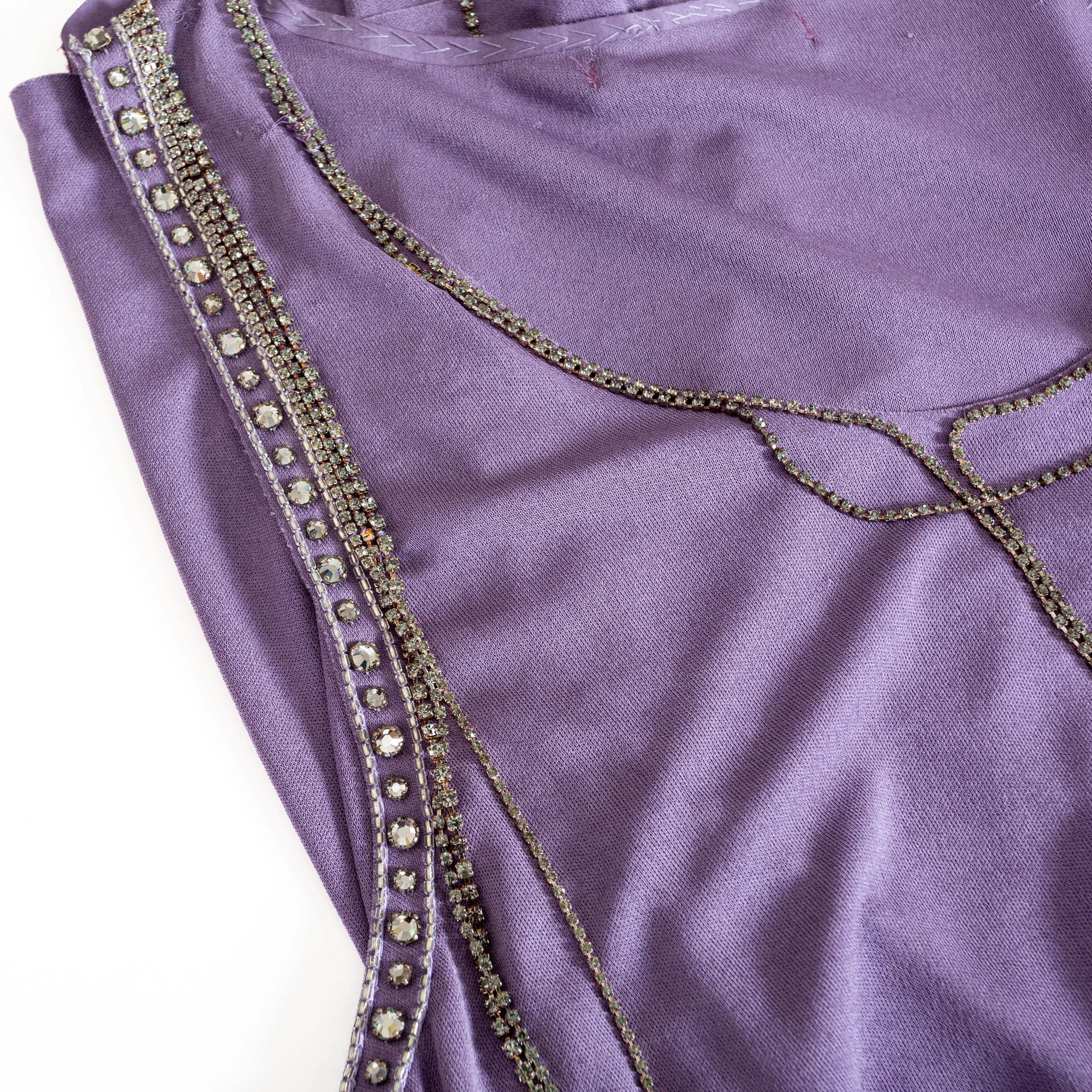 Vintage Femme Purple Asymmetrical Crystal Chain Tank