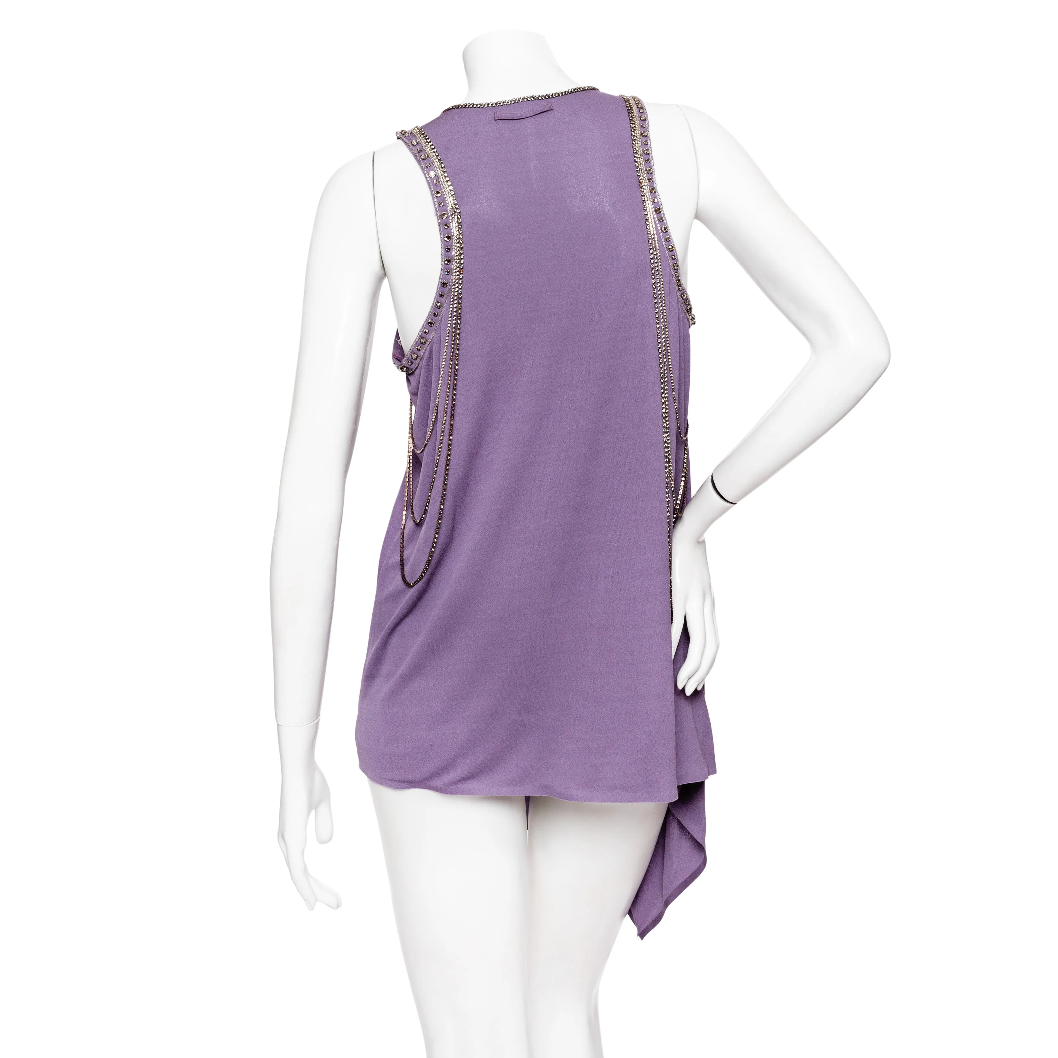 Vintage Femme Purple Asymmetrical Crystal Chain Tank