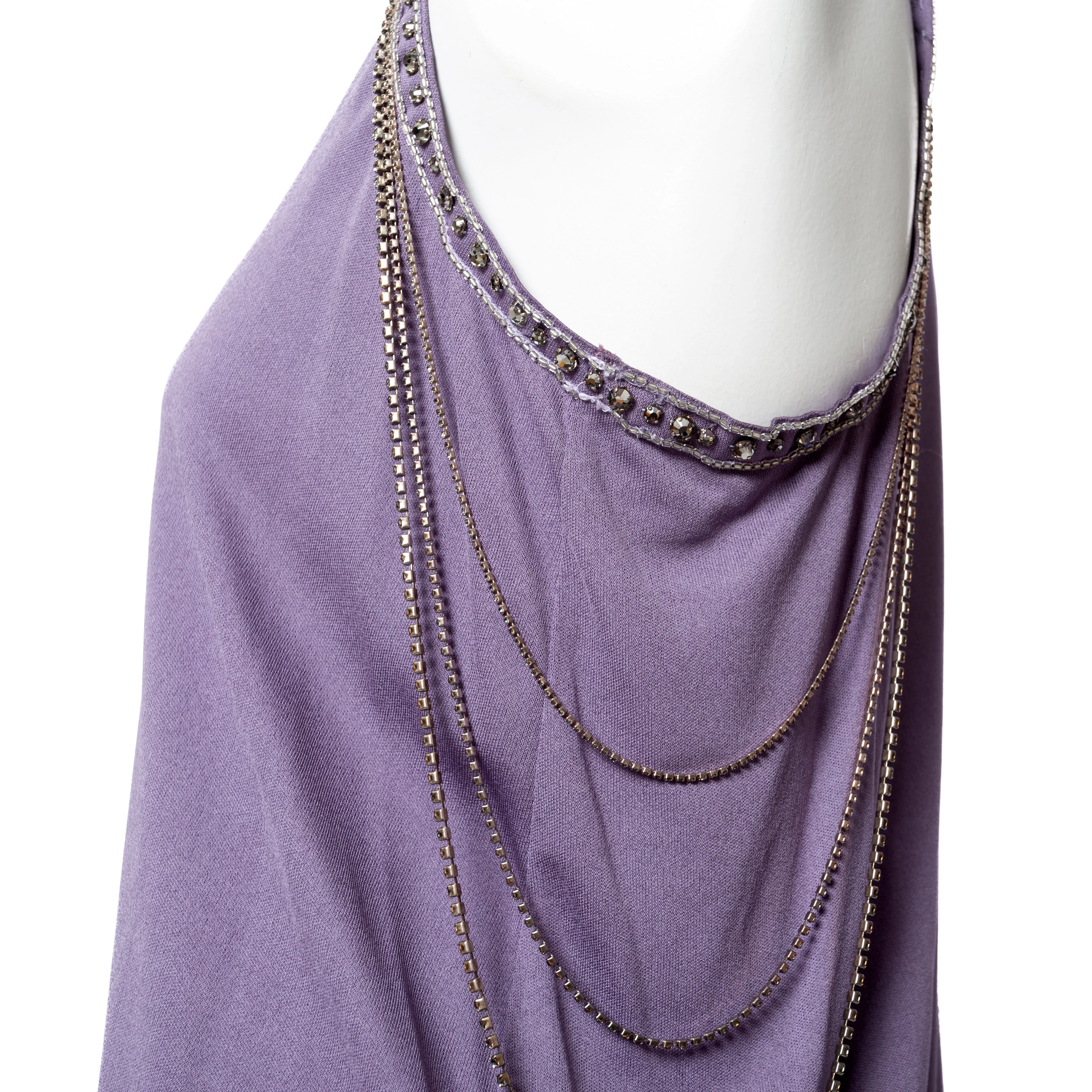 Vintage Femme Purple Asymmetrical Crystal Chain Tank