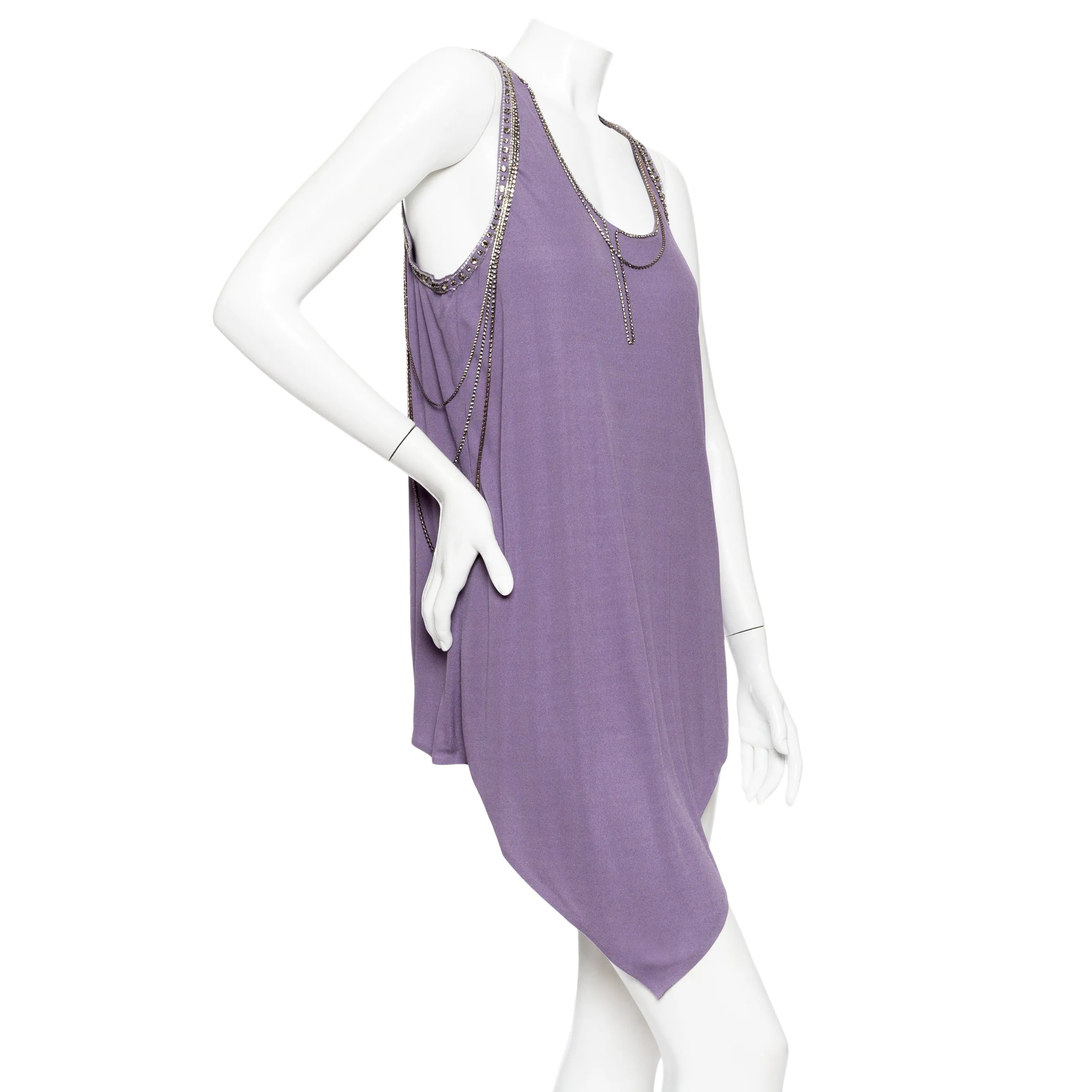 Vintage Femme Purple Asymmetrical Crystal Chain Tank