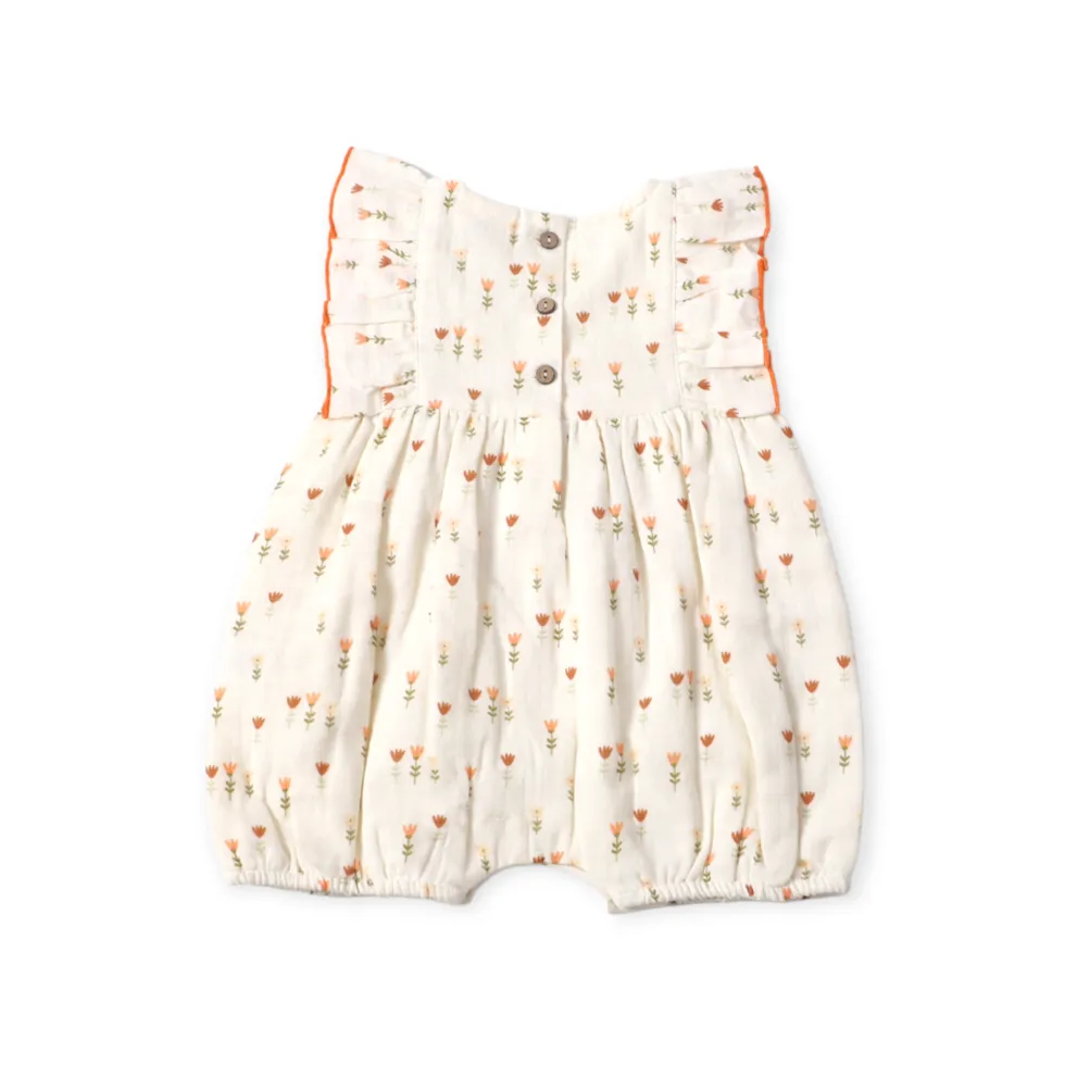 Wildflowers Ruffle Short Baby Romper (Organic Muslin)