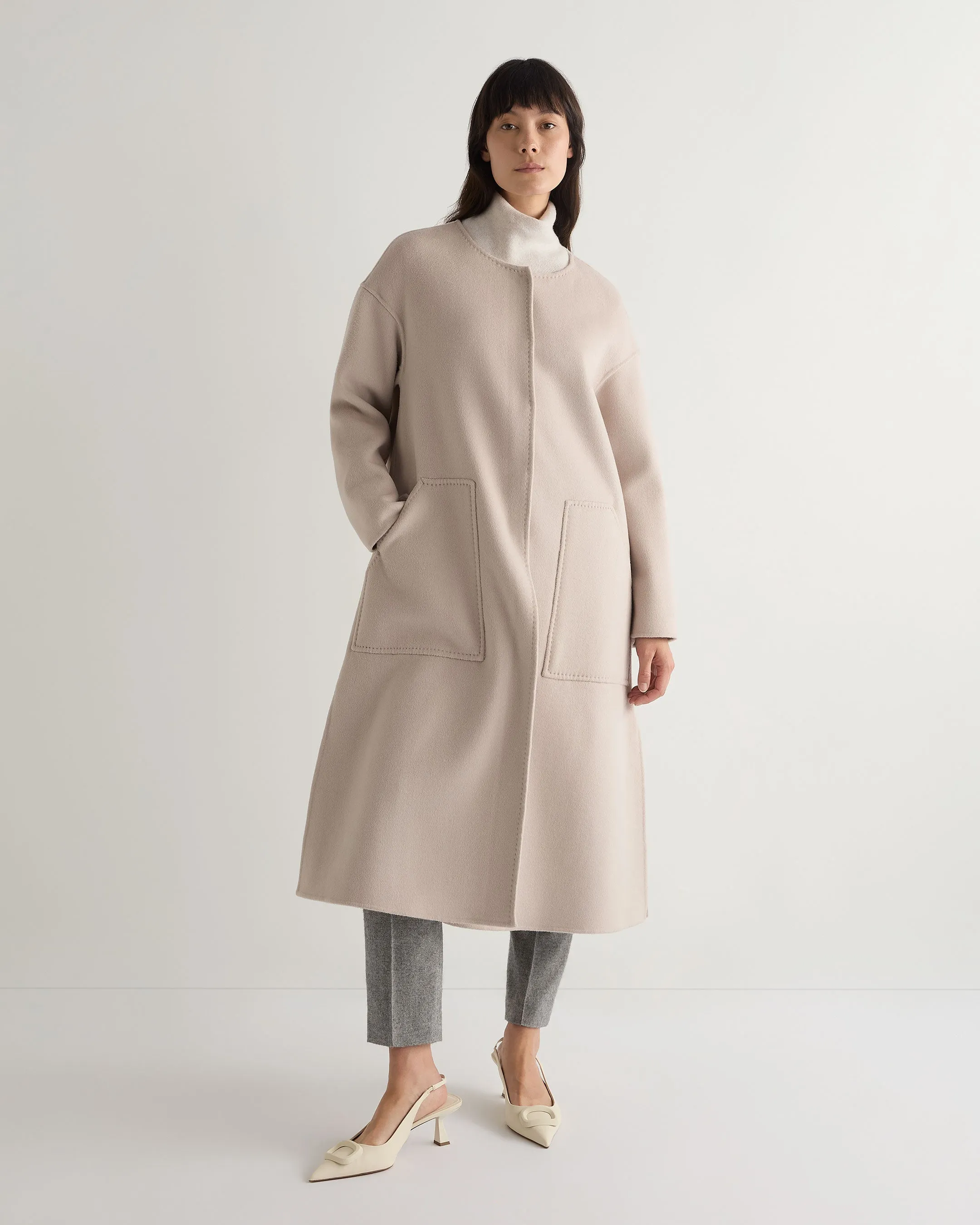 Women's Dylan Round Neck Coat Snow Grey