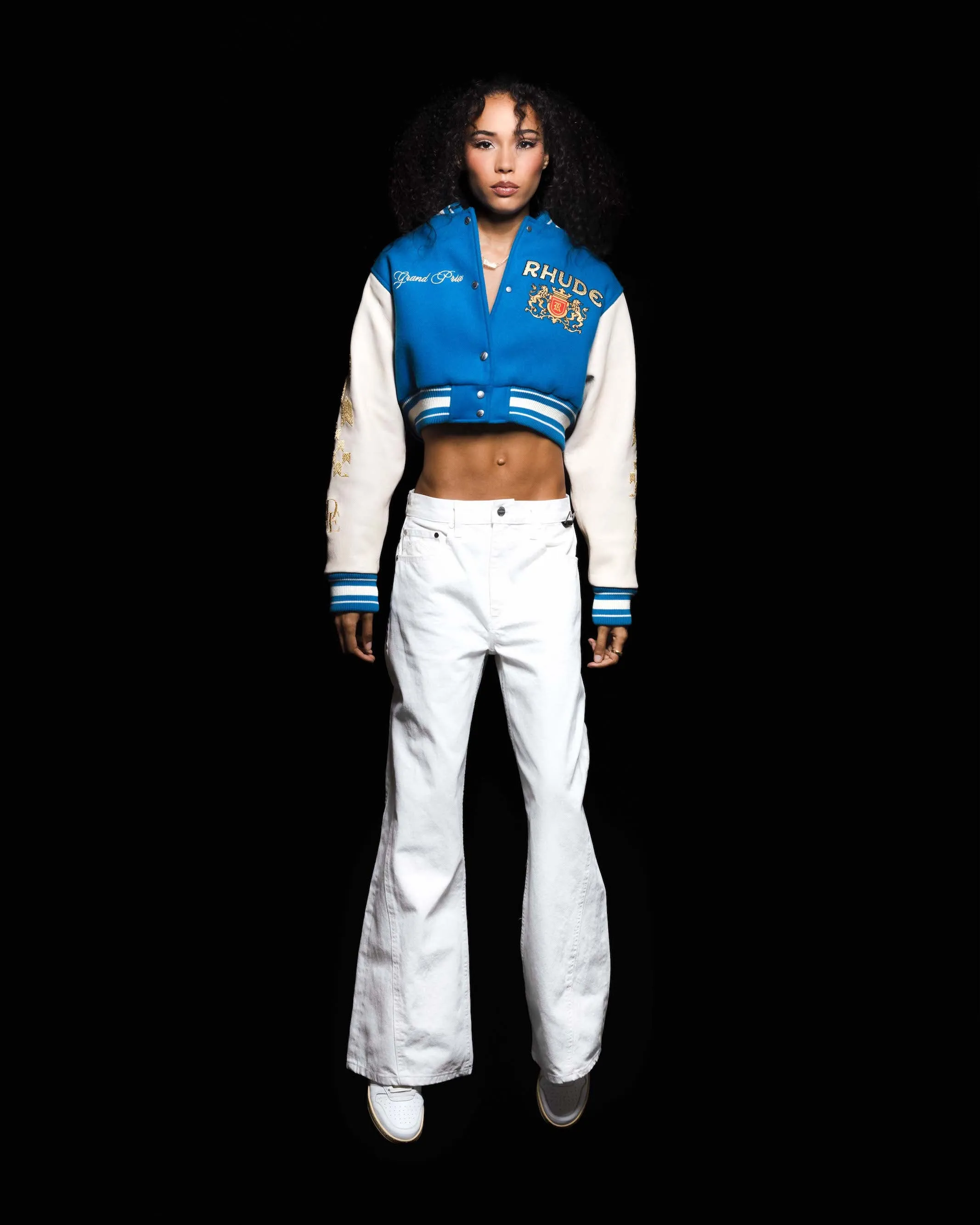 WOMENS F1 CROPPED VARSITY JACKET