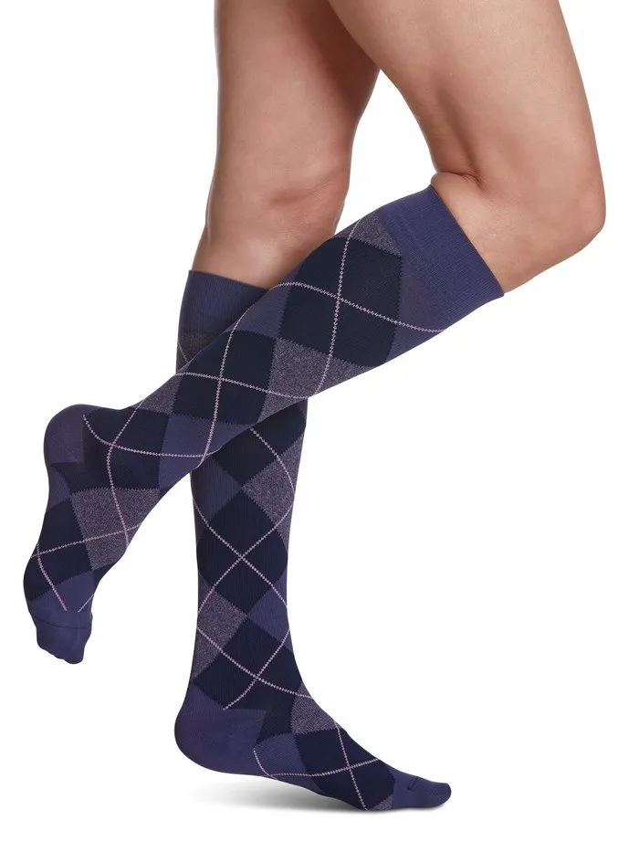 Womens Microfiber Patterns Knee High 20-30mmHg