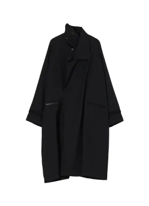 WOOL GABARDINE CROSS ZIPPER COAT