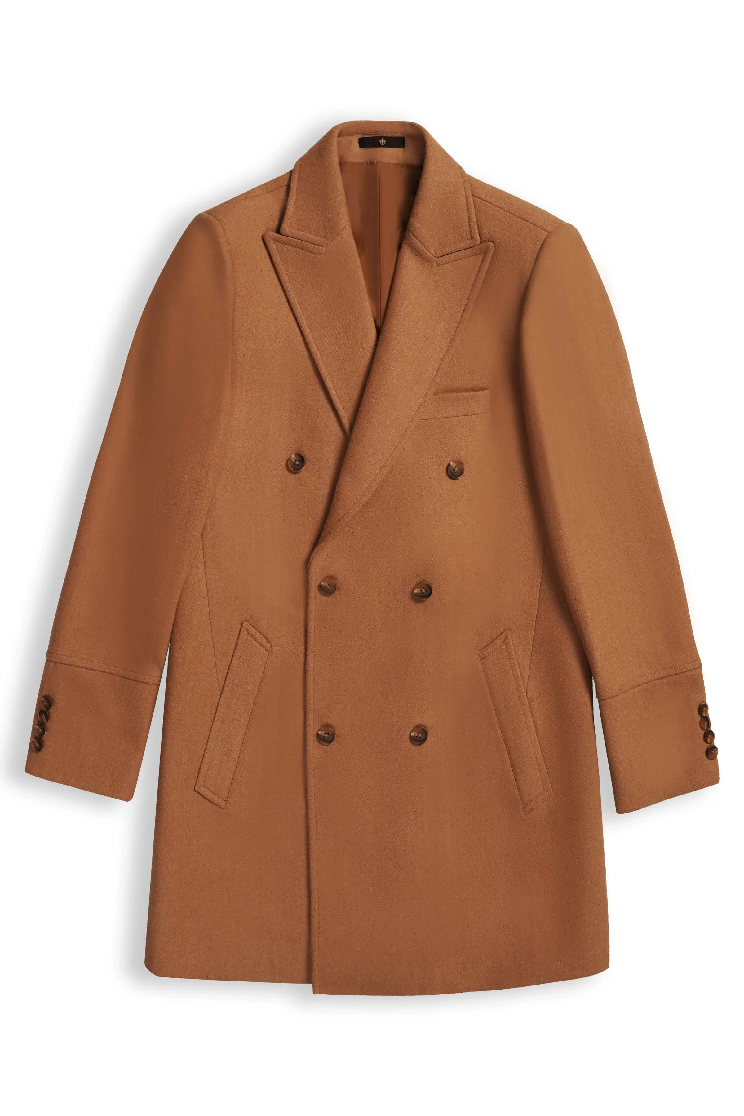 WOOLEN LONG COAT DOUBLE BREASTED MUSTARD