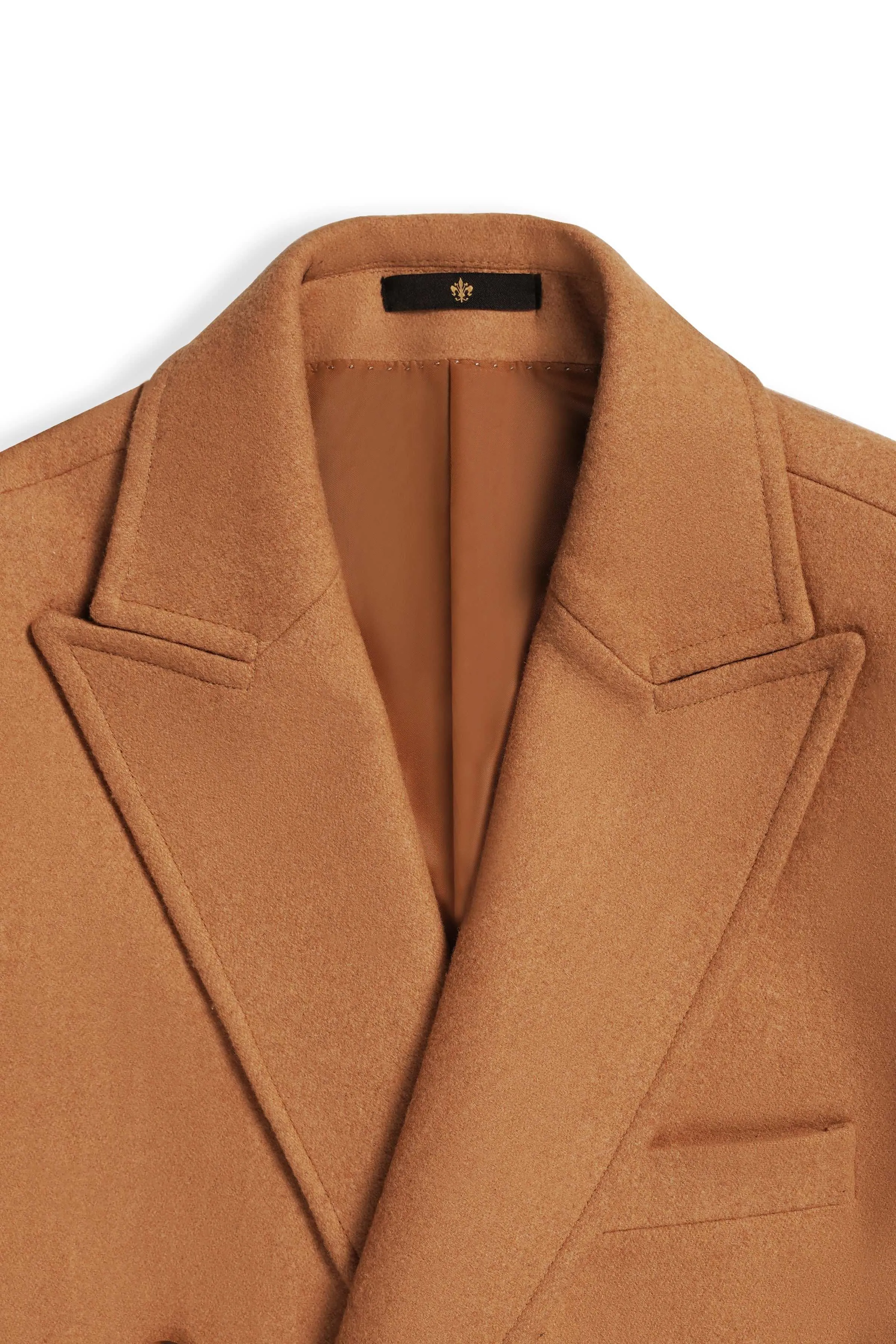 WOOLEN LONG COAT DOUBLE BREASTED MUSTARD